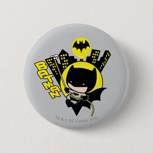 Badge Rond 5 Cm Chibi Batman Élargit La Ville (Devant)