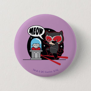 Badge Rond 5 Cm Chibi Catwoman vole un diamant