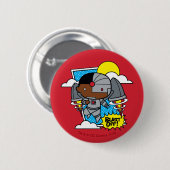 Badge Rond 5 Cm Chibi Cyborg S'Est Éteint ! (Devant & derrière)