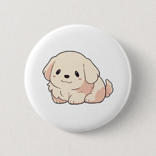 Badge Rond 5 Cm Chibi Golden Retriever