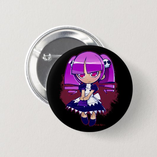 Badge Rond 5 Cm Chibi Goth (Devant & derrière)