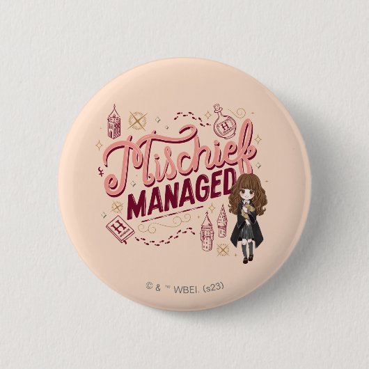 Badge Rond 5 Cm Chibi Hermione "Le mal géré" (Devant)