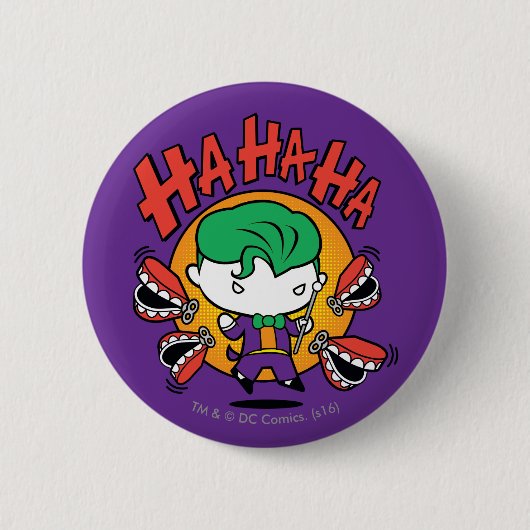 Badge Rond 5 Cm Chibi Joker Avec Les Dents De Jouets (Devant)