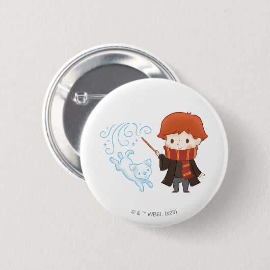 Badge Rond 5 Cm Chibi Ron Weasley Patronus (Devant & derrière)