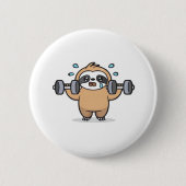 Badge Rond 5 Cm Chibi Sloth Gym Échec - Cute Kawaii Drôle Entraîne (Devant)