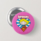Badge Rond 5 Cm Chibi Supergirl Starburst Coeur et logo (Devant & derrière)
