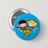 Badge Rond 5 Cm Chibi Superman & Chibi Supergirl Power Up! (Devant & derrière)