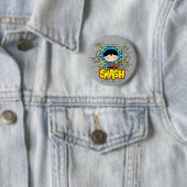 Badge Rond 5 Cm Chibi Superman S'Est Brisé À Travers Un Mur De Bri (En situation)