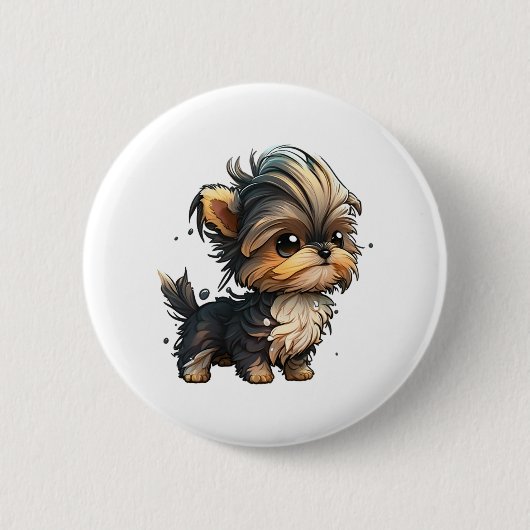 Badge Rond 5 Cm Chibi Yorkshire Terrier (Devant)