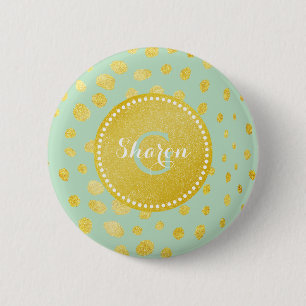 Badge Rond 5 Cm Chic faux or scintillant imprimé cheetah monogramm