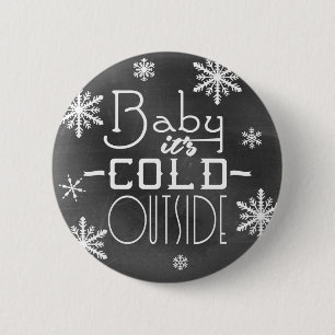 Badge Rond 5 Cm Chic Fête Tableau Noir Bébé il fait froid dehors