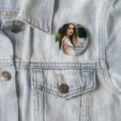 Badge Rond 5 Cm Chic Graduation Photo manuscrite Script superposit (En situation)