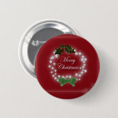 Badge Rond 5 Cm Chic Happy Holiday couronne moderne de noël (Devant & derrière)