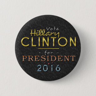 Badge Rond 5 Cm Chic noir de président 2016 or de Hillary Clinton
