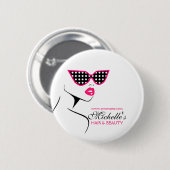 Badge Rond 5 Cm Chic Retro Pink Polka Dot Lunettes de soleil Beaut (Devant & derrière)