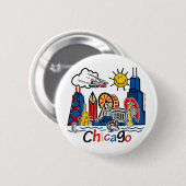 Badge Rond 5 Cm Chicago badine l'horizon (Devant & derrière)