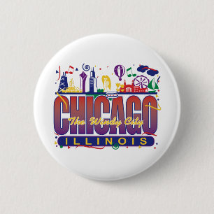Badge Rond 5 Cm Chicago Confetti