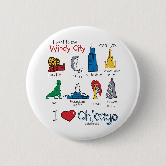 Badge Rond 5 Cm Chicago--Enfant-Icône-NOUVEAU [Co (Devant)