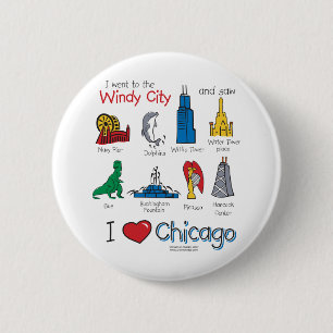 Badge Rond 5 Cm Chicago--Enfant-Icône-NOUVEAU [Co