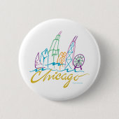 Badge Rond 5 Cm Chicago Skyline (Devant)