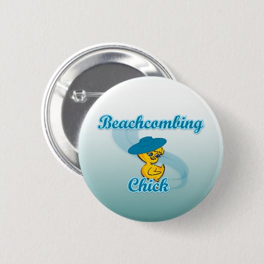 Badge Rond 5 Cm Chick Beachcombing #3 (Devant & derrière)
