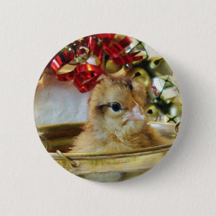 Badge Rond 5 Cm Chick de Noël