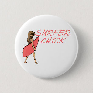 Badge Rond 5 Cm Chick surfer