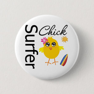 Badge Rond 5 Cm Chick surfer