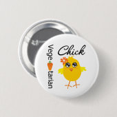 Badge Rond 5 Cm Chick végétarien (Devant & derrière)