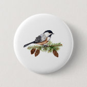 Badge Rond 5 Cm Chickadee d'hiver (Devant)