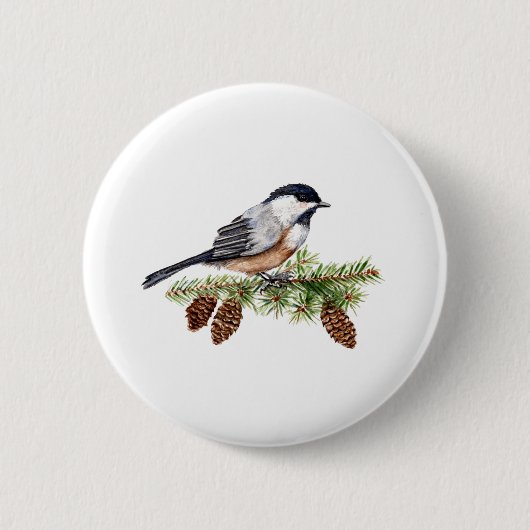 Badge Rond 5 Cm Chickadee d'hiver (Devant)