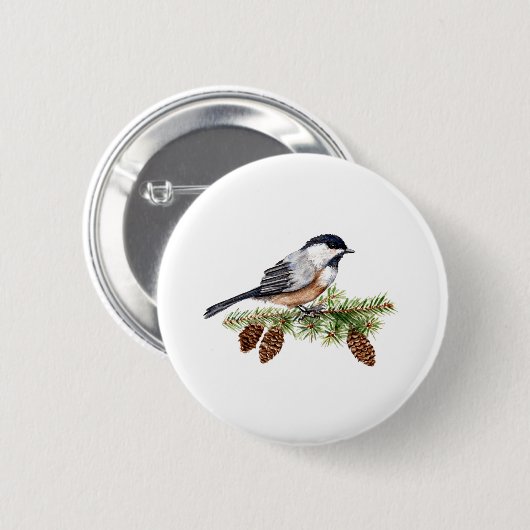 Badge Rond 5 Cm Chickadee d'hiver (Devant & derrière)