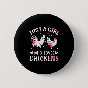 Badge Rond 5 Cm Chicken Art Girl Who Loves Chickens