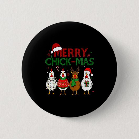 Badge Rond 5 Cm Chicken Christmas Santa Hat Merry Chickmas Xmas Fa (Devant)