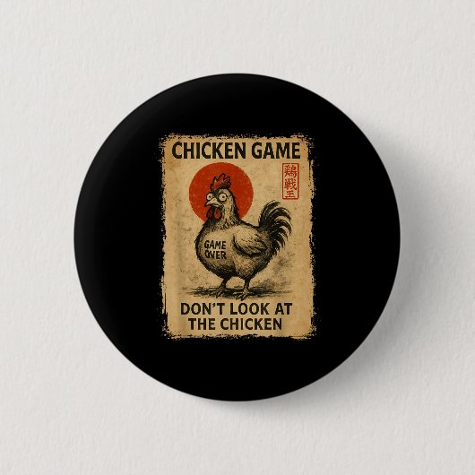 Badge Rond 5 Cm Chicken Game Funny Japanese Boys Girls Womens Mens (Devant)