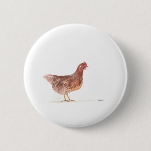 Badge Rond 5 Cm Chicken hen watercolor farm Grandma gift Barn bird