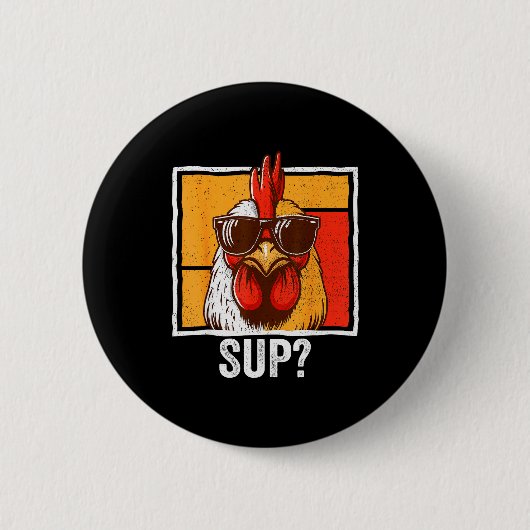 Badge Rond 5 Cm Chicken Sungles Animal Farm Funny For Farmer Men W (Devant)
