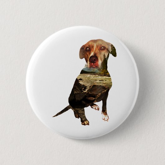 Badge Rond 5 Cm chien à double exposition (Devant)