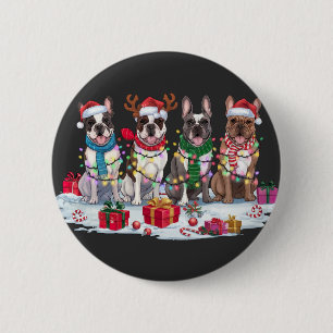 Badge Rond 5 Cm Chien à rames de Noël