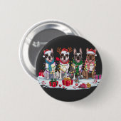 Badge Rond 5 Cm Chien à rames de Noël (Devant & derrière)