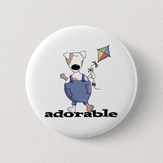 BADGE ROND 5 CM CHIEN ADORABLE (Devant)