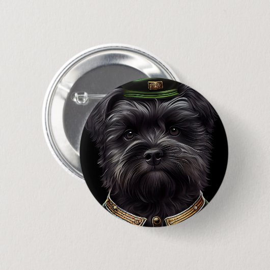 Badge Rond 5 Cm Chien Affenpinscher en Robe de la Saint Patrick (Devant & derrière)