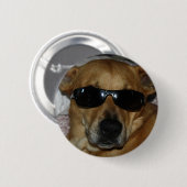 Badge Rond 5 Cm Chien avec des lunettes de soleil (Devant & derrière)