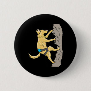 Badge Rond 5 Cm Chien aventureux graphique escalade de rocher en p