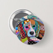 Badge Rond 5 Cm Chien beagle 161 (Devant & derrière)