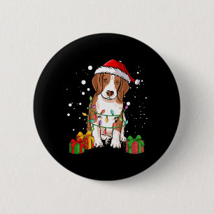 Badge Rond 5 Cm Chien beagle Noël Arbre Lumières Père Noël Chien X