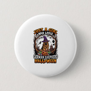 Badge Rond 5 Cm Chien berger allemand Halloween Chapeau de sorcièr