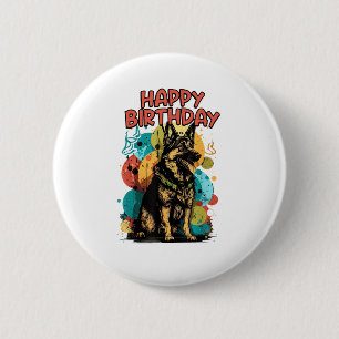 Badge Rond 5 Cm Chien berger allemand joyeux fête d'anniversaire S