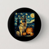 Badge Rond 5 Cm Chien berger allemand mignon Halloween Jack-o'-lan (Devant)