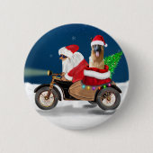 Badge Rond 5 Cm Chien berger allemand Noël Père Noël (Devant)